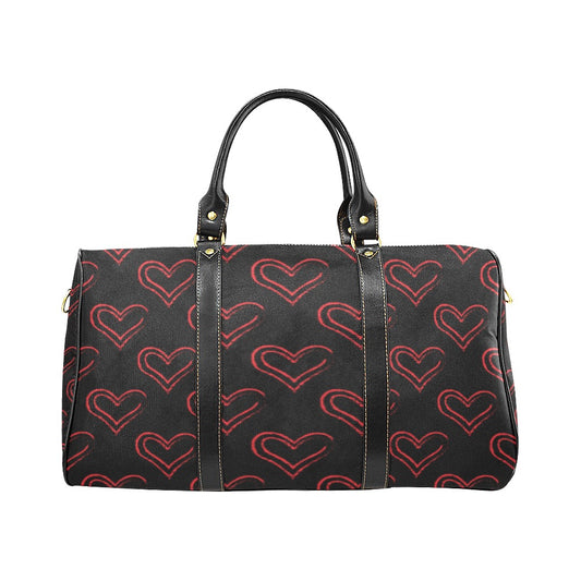 Red Hearts  Waterproof Travel Bag