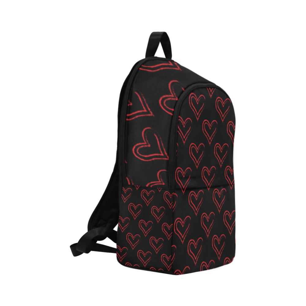 Red Hearts Fabric Backpack