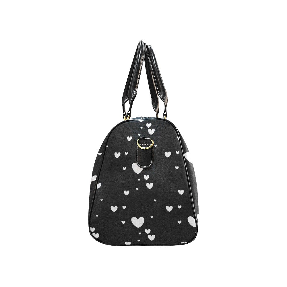 White Hearts Waterproof Travel Bag