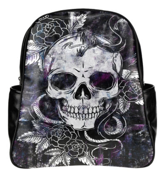 Skull, Snake And Roses Backpack