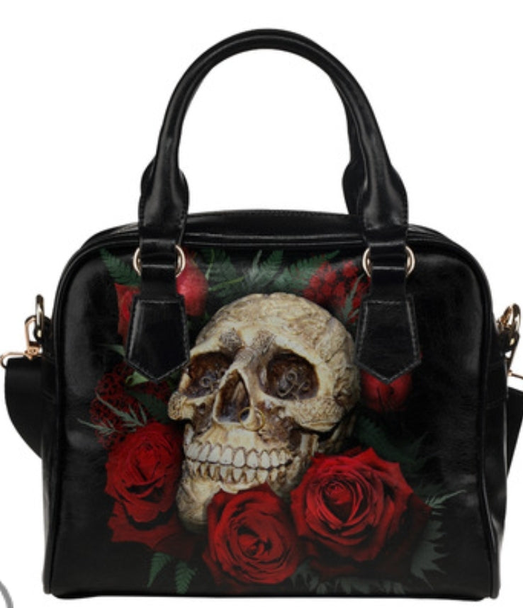 Red Rose Skull Shoulder Handbags