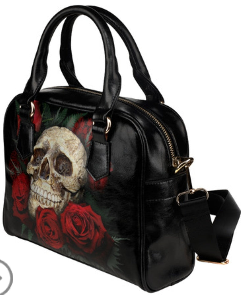 Red Rose Skull Shoulder Handbags