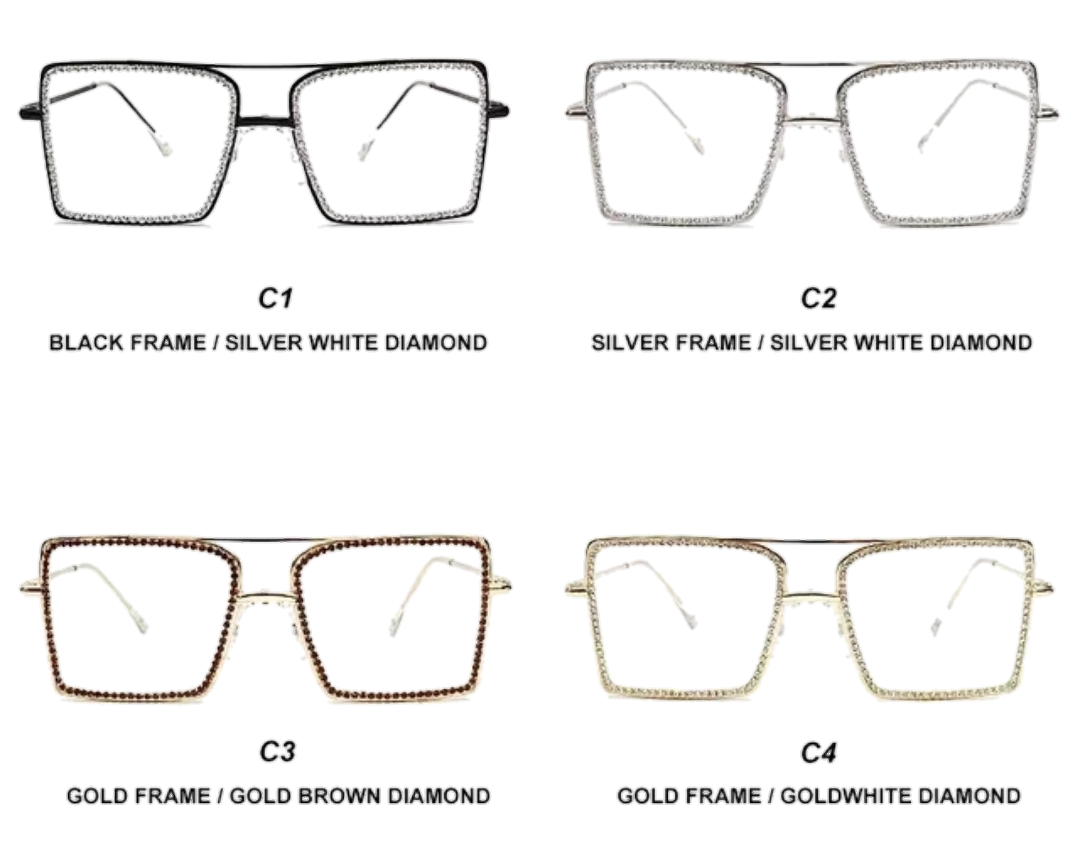 Square Transparent Rhinestone Glasses