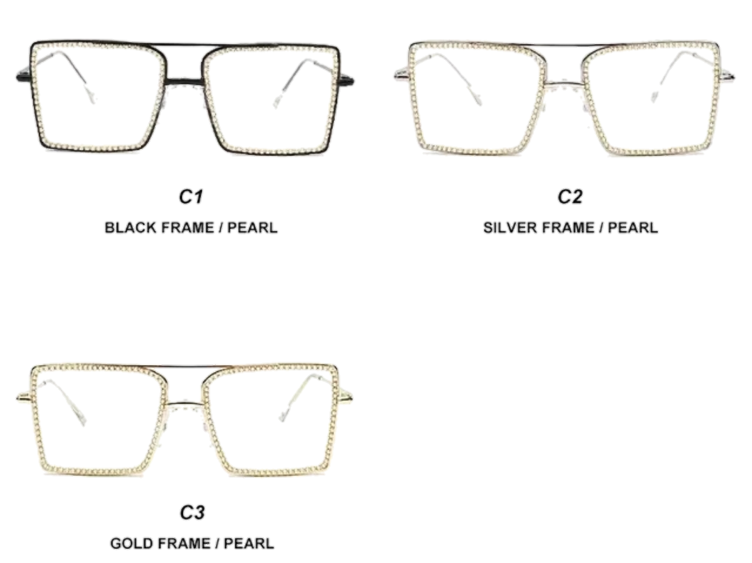 Square Transparent Rhinestone Glasses