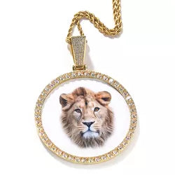 Large Round Photo Pendant 18 inch Chain