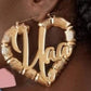 Bamboo Name Earring Personalized Hoop