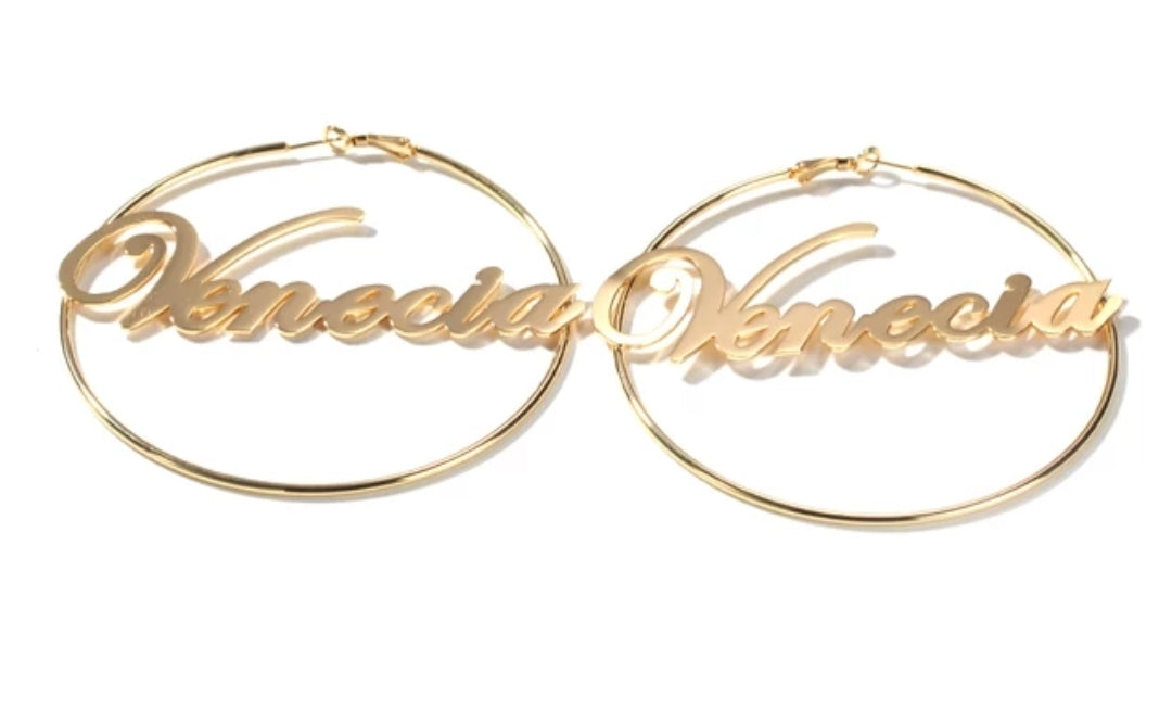 Custom Name Large Hoop Earrings