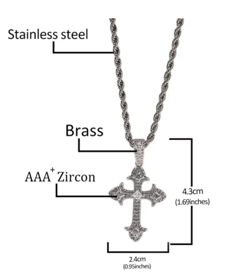 Vintage Zircon Cross Pendant